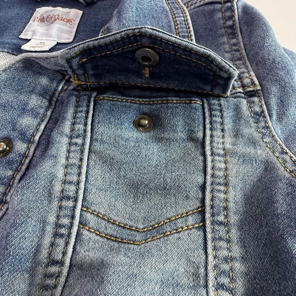 CAT & JACK Denim Jacket Girl's Toddler 5T Blue Jean Coat Outerwear Pockets Retro